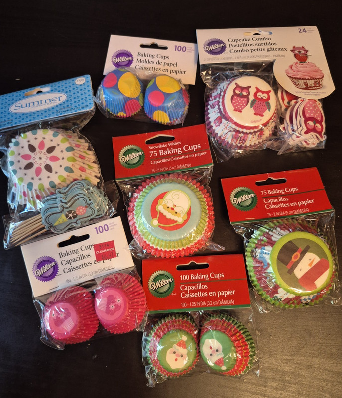 CUPCAKE PAPER LINERS CUPS ASSORTED LOT of 7 pkgs - VARIOUS MOTIFS