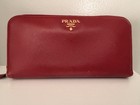 Prada Saffiano Leather Zip Around Wallet Red Gold Hardware Continental Wallet — photo 1