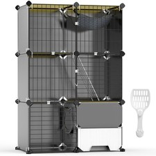 3Tier Cat Cage Metal Cat Kennel House  Litter Box Hammock Home Black Cat Cage