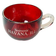 HAVANA, Illinois IL ANTIQUE Ruby Red Flash Souvenir Glass Tea Cup