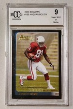 2003 ANQUAN BOLDIN BOWMAN ROOKIE CARD #155 ARIZONA CARDINALS WR BCCG GRADED 9 . rookie card picture