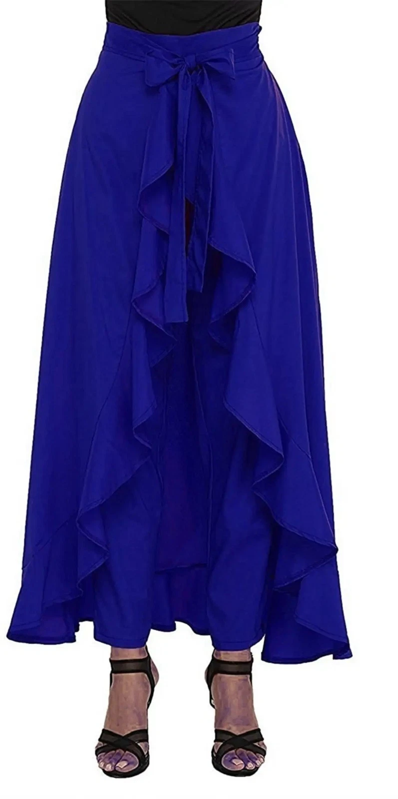 Women Solid Layered Blue Skirt Free Size
