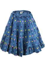 Mini Boden Girls Skirt Size 9-10 Years Gypsy Blue Polka Dot Corduroy 100 Cotton