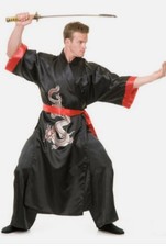 ADULT JAPANESE SAMURAI WARRIOR KUNG FU NINJA DRAGON MASTER COSTUME SizeXS 32-34