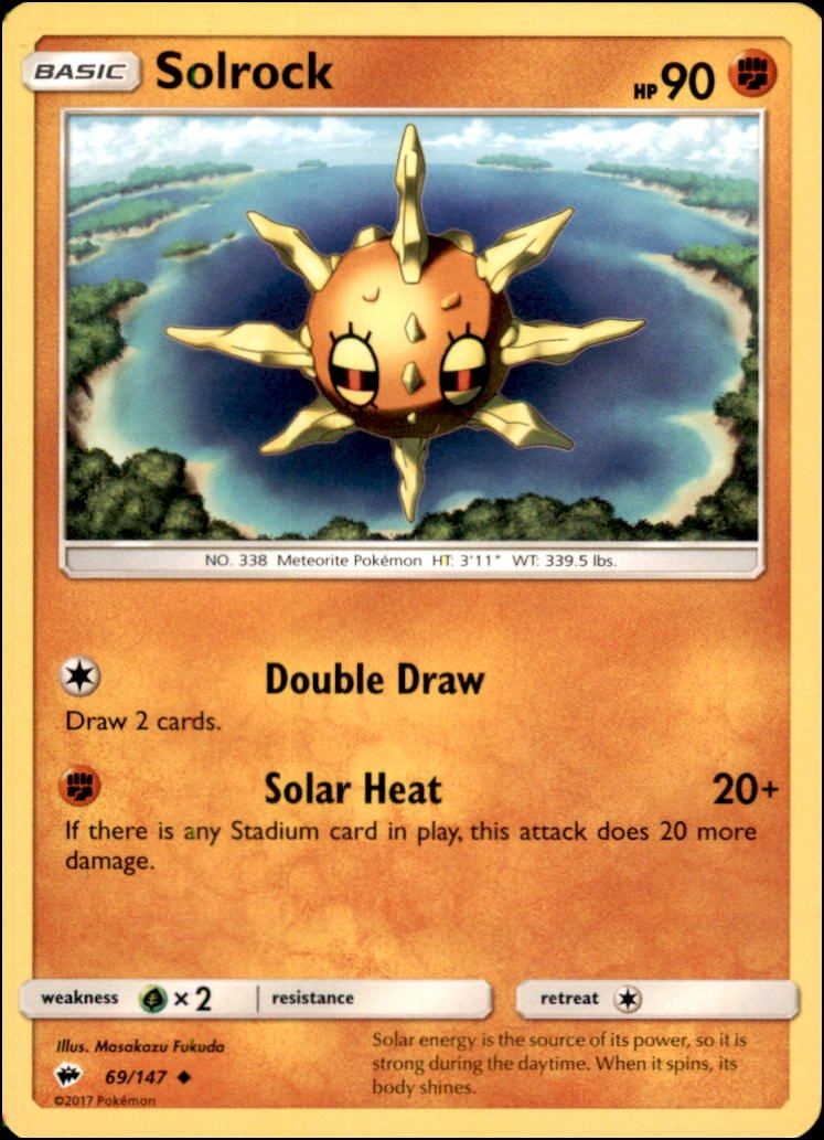 Pokemon - Solrock #69/147 - SM - Burning Shadows Uncommon