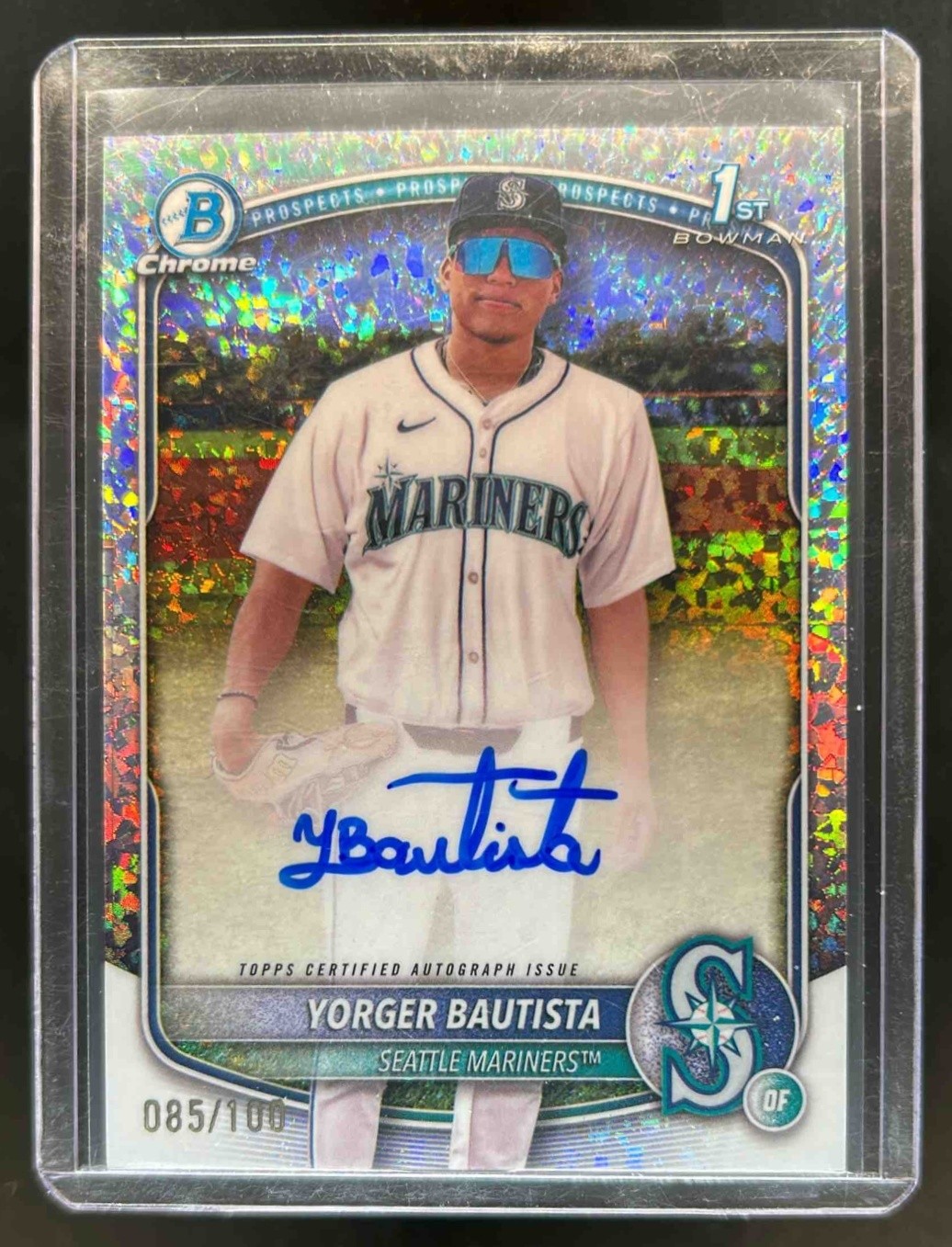 2025 Bowman Chrome Yorger Bautista Auto Mini Diamonds Refractor 1st #85/100