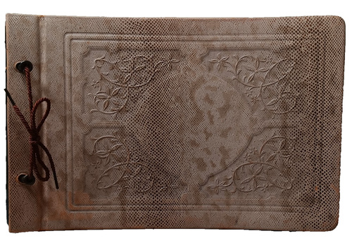 Album fotografico in vera pelle Art Decò 1940 album di ritagli 11" x 7" usato - Foto 2 di 13