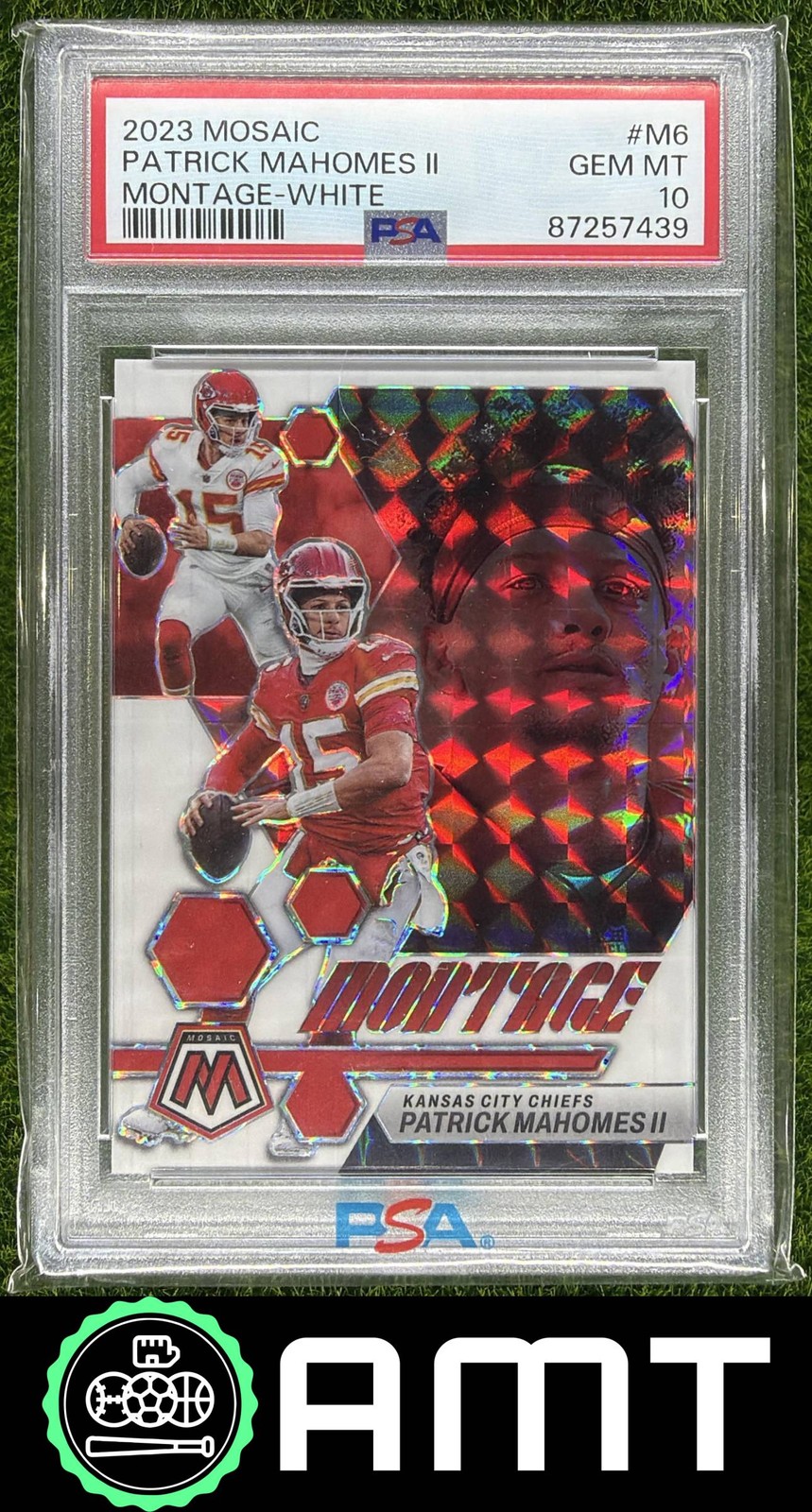 Patrick Mahomes II PSA 10 2023 Panini Mosaic 3/25 Montage Mosaic White 7439