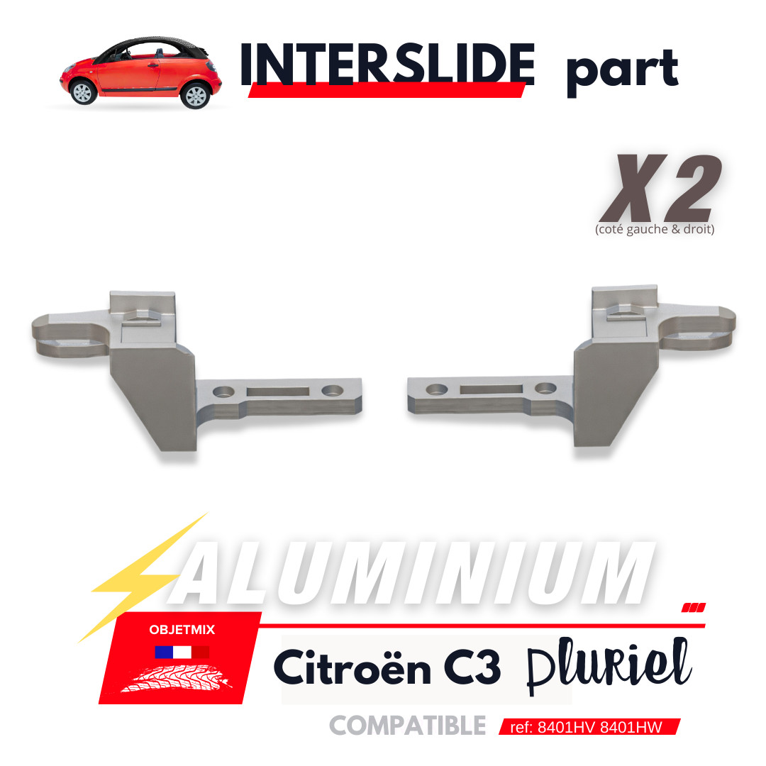 Kit Glissière Interslide Aluminium capote Citroën C3 Pluriel mécanisme de toit ouvrant