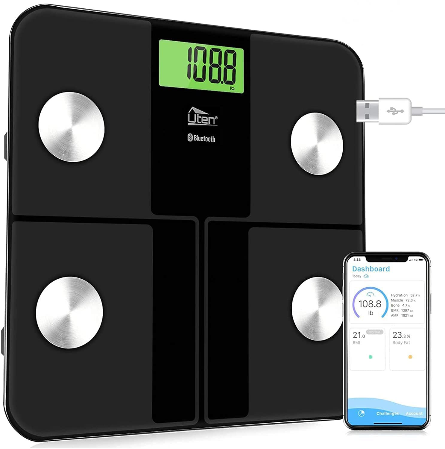 Bilancia Pesapersone Bluetooth Professionale: Smart Body Scale USB