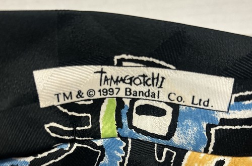 Vtg. Tamagotchi Bandai Lights Out Mens Tie Black Multicolored 1997 100% Poly - Picture 6 of 6