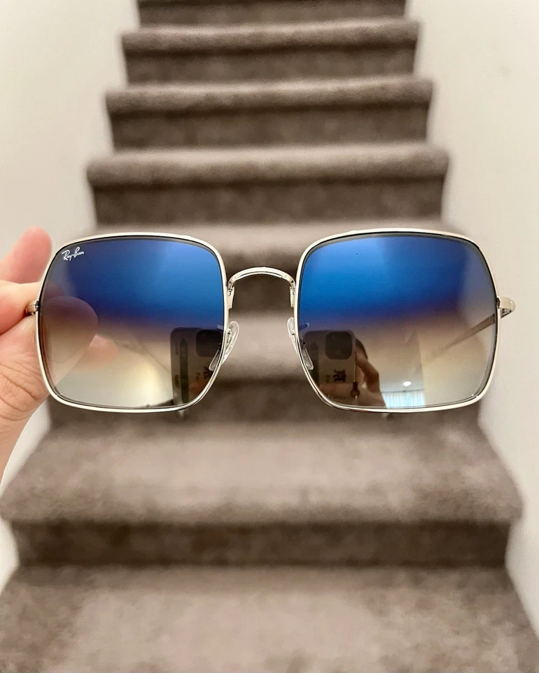 NUEVO Gafas de sol unisex Ray-Ban RB 1971 plateadas cuadradas azules degradadas 54 mm Foto 2 de 4