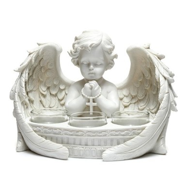 Puckator White Cherub 3 Tea Light Candle Holder - Living Room Accessories - W...
