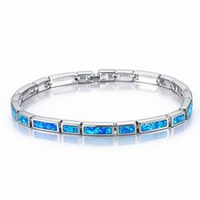 Hawaii Blue Opal Square Shape Bracelet Sterling Sliver Jewelry For Women Girls