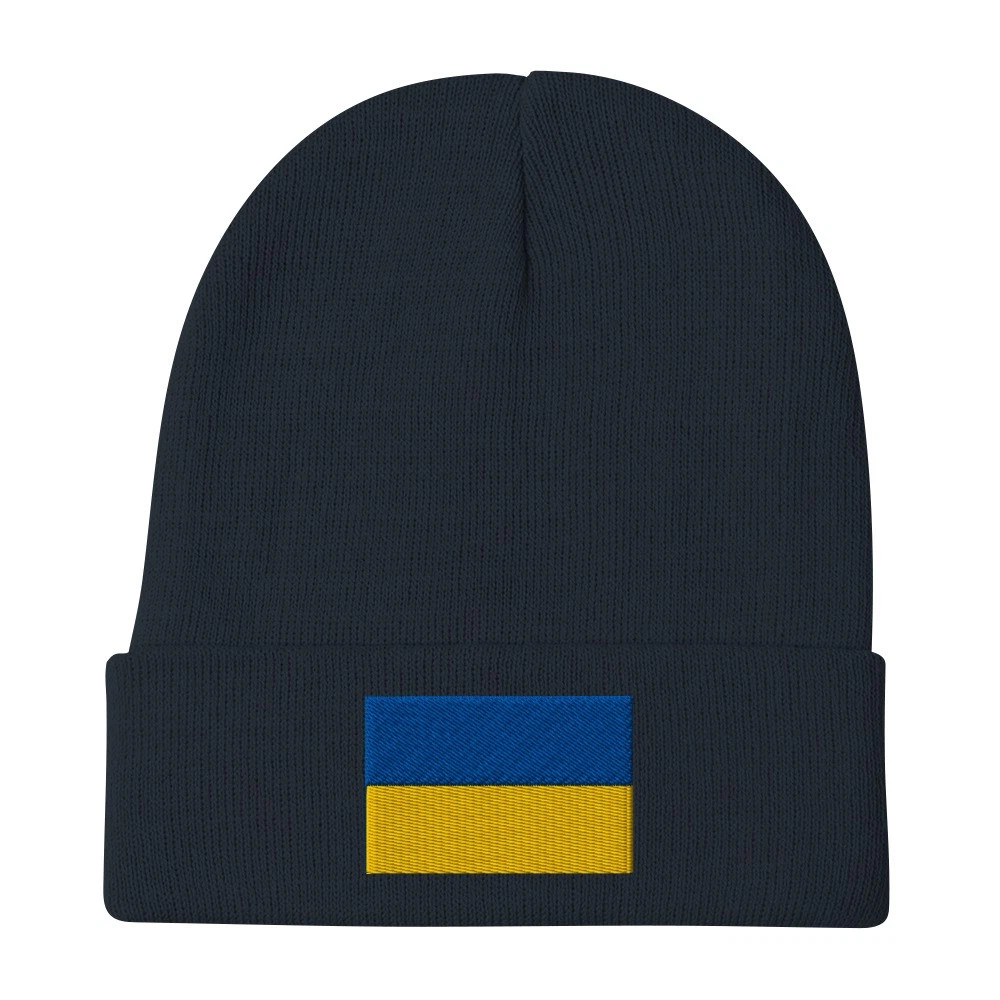 Ukrainian Flag Embroidered Beanie