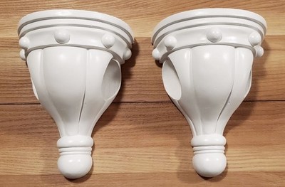 White Sconce Curtain Rod Holder Corbels Drapery Resin or Plaster? for 2'' Pole