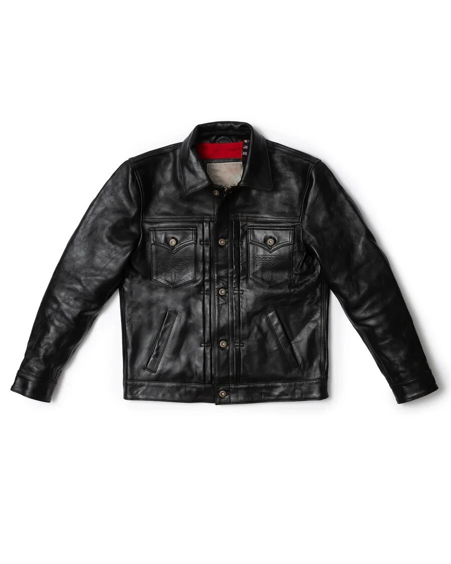 Hardline : 100% Genuine Cowhide Leather Jacket , Classic Trucker Jacket