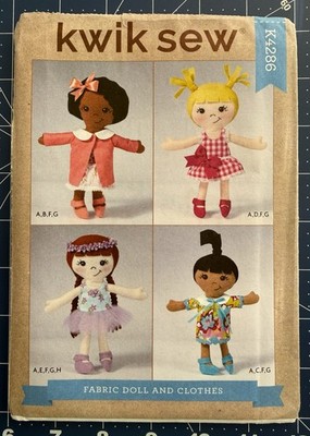Kwik Sew Pattern K4286 Stuffed Fabric Girl Doll Toy & Clothes Uncut FF
