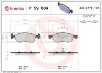 Vorderachse Brembo P 59 084 Bremsbelagsatz, Scheibenbremse FüR Opel,Vauxhall
