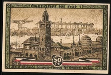 Notgeld Hamburg, 1921, 50 Pf, Kultur und Sport, Gefahr ist nur, Stadtansicht un 