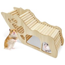 Wooden Hamster Climbing Ladder Tunnel Hideout Maze Toy Cage Decor Accessories