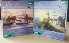 LOT 2 Puzzles 500/500 Pieces 21.25 x15 Shorelines Maritime Lighthouse Sailboat