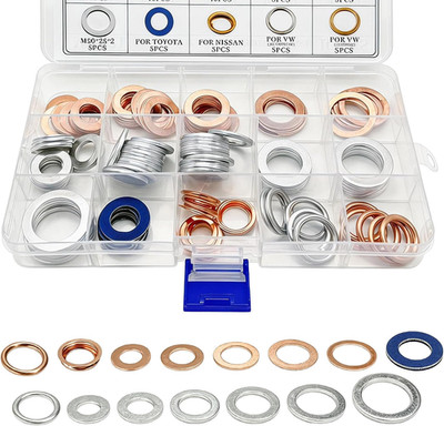 105 PCS Car Oil Drain Plug Gaskets Assortment, ID M10 M12 M14 M16 M18 M20 Engine