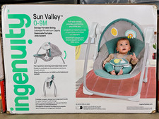 Ingenuity Sun Valley Portable Foldable Baby Swing w/ Canopy Recline 0-9M