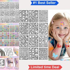 Temporary Tattoo Stencils 183 Piece 12 Sheets A5 Waterproof Face Body Art Kids