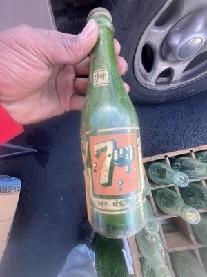 Vintage 1950s 7up Soda Bottle 7 Oz.