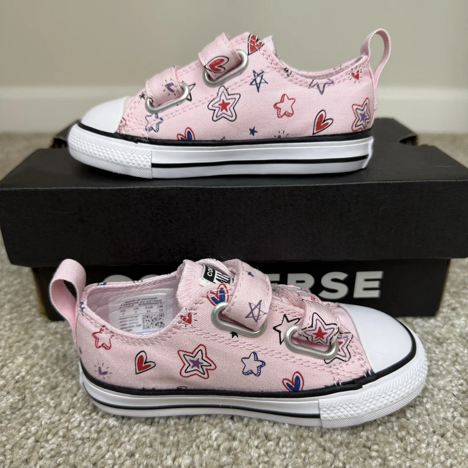 Converse Infants Chuck Taylor All Star Easy-On Doodles Rosa Esmerilado/Rojo/Mi Mermelada Foto 2 de 4