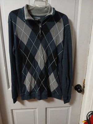 Method Men's LS Gray Argyle Pullover Lightweight Sweater Sz M