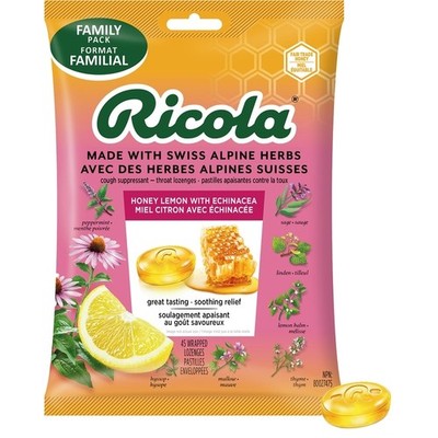 Ricola Honey Lemon Echinacea Cough Drops, 45 count
