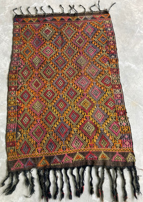 Vintage Traditioneller Türkischer Handgefertigter Kelim Teppich für Wohndeko 145x94 cm