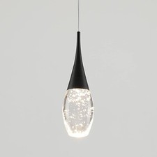 LED Pendant Lights Teardrop Bubble Crystal Pendant Lighting Fixture Glass Black