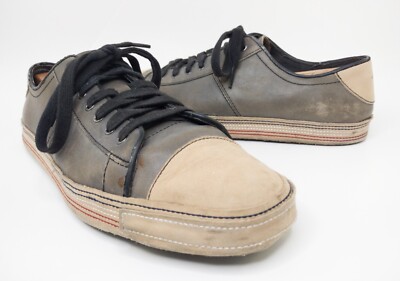 John Varvatos Mick Casual Sneakers Gray Beige F2931R2B Leather Mens Size 