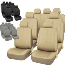 13Pcs PU Leather Seat Covers for Car Truck SUV Van 7-Seats 3 ROW Universal Fit
