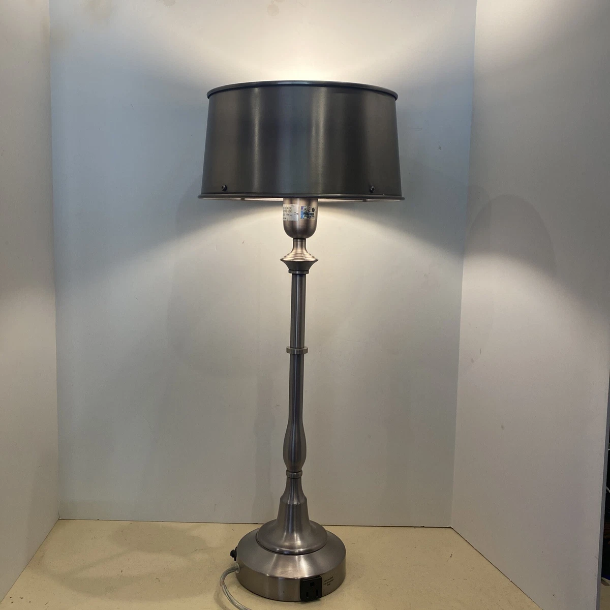 Desk lamp with power 2024 outlet in base