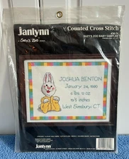 VIntage Janlynn Suzys Zoo Baby Sampler Baby Rabbit Counted Cross Stitch - New