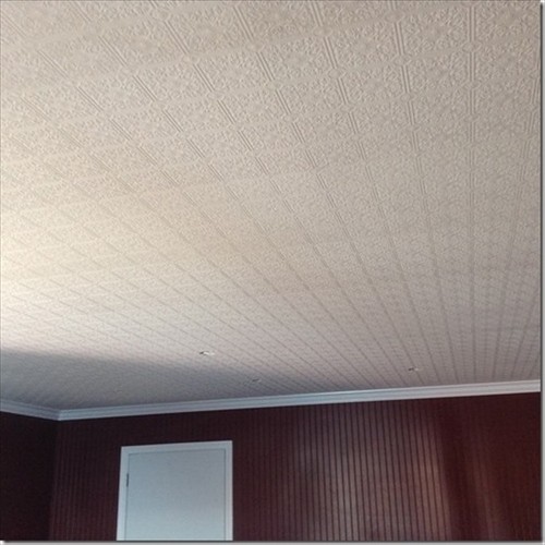 Small Ceiling Tile Raised White Textured Paintable Wallpaper 497-96291 - Picture 3 of 3