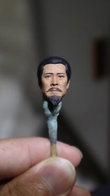 1/12 Painted Zhu Geliang Head Carved Three Kindoms Fit 6'' Action Figure
