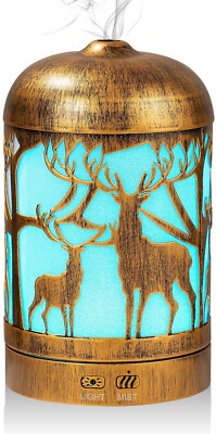 Befano Essential Oil Diffuser, Metal Deer Oil Diffuser with 7 Colors Light 200ML