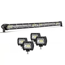 20 Inch Led Light Bar Spot Flood Combo 4x 4 Pods Offroad For Jeep Truck