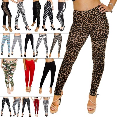 Plus Size Ladies Women Printed Full Length Legging Sexy Stretchy Girls Pant 8-26