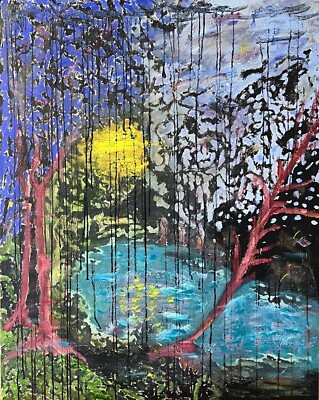 Original Ölgemälde Badebucht  80x100 cm Moderne Kunst Unikat Daniel Pultorak