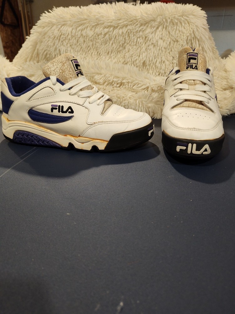 Vintage Fila 90s White Purple Sneakers Mens Size 9.5