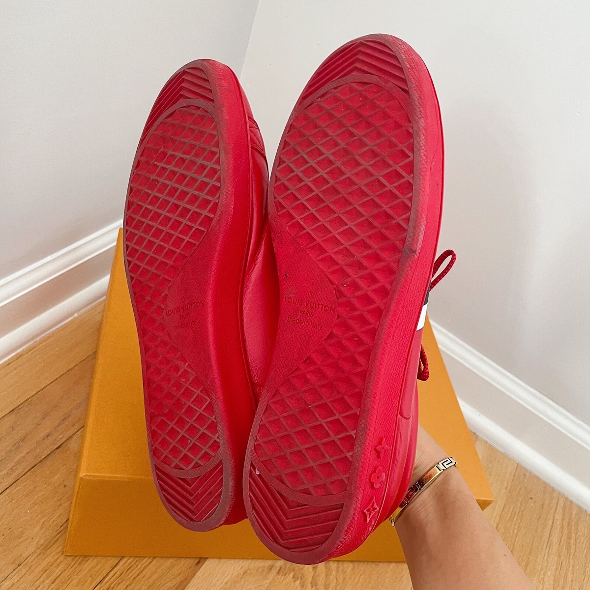 RED LOUIS VUITTON LUXEMBOURG SNEAKER MENS SIZE 8 (US MENS 9) WITH