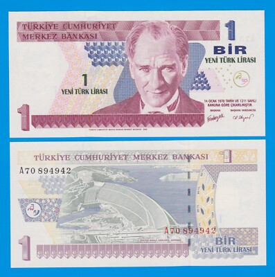 Turkey 1 Lira P 216 2005 UNC