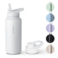 Trinkflasche Edelstahl 1L Thermoflasche Sport Flasche Isolierflasche Weiß Vinsun