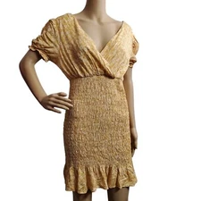 Lumiere Dress Size Small S URBAN OUTFITTERS Floral Spring Summer Yellow Feminine